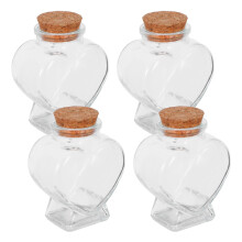 4pcs Heart Bottles With Cork Stoppers For Diy Decoration