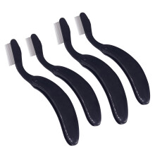 Foldable Eyebrow Brush Curved Handle Plastic Black 4pcs