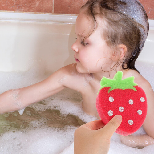 4 Pcs Kids Bath Sponge Shower Balls Fruit Shaped For Bathing 2