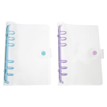 2 Pcs Binder Notebook Office Soft Pvc Cover A5 Photocard Transparent