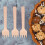 Fruit Cake Dessert Fork Khaki Wood 100pcs For Picnics 6