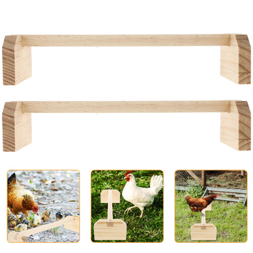 2 Pcs Bird Perch Stand For Cage Rectangular Natural Wood Toy 2