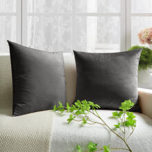 (Pack of 2 , Grey) Plain Velvet Cushion Covers-Premium Quality Super Soft Pillowcases for Bed, Sofa & Living Rooms