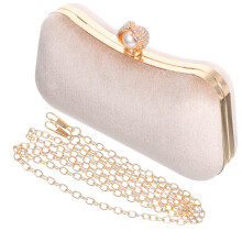 1Ensemble Sac Soirée Beige Perles Pochette Femme Banquet Raffiné