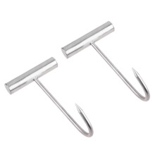 Silver Meat Hangers Stainless Steel For Butcher Shops 2pcs