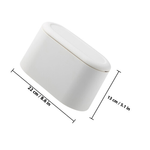 Mini Witte Desktop Afvalemmer Met Drukdeksel Van Duurzaam Plastic 1