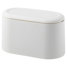 Mini Witte Desktop Afvalemmer Met Drukdeksel Van Duurzaam Plastic