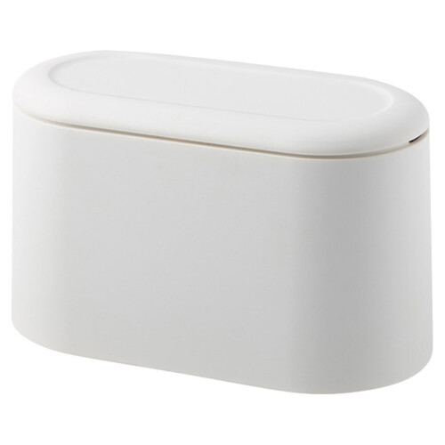 Mini Witte Desktop Afvalemmer Met Drukdeksel Van Duurzaam Plastic