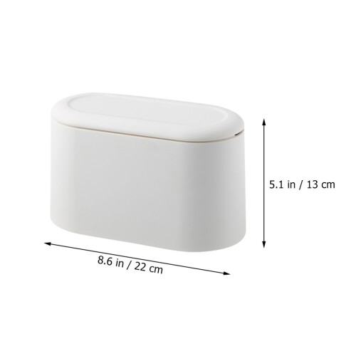 Mini Witte Desktop Afvalemmer Met Drukdeksel Van Duurzaam Plastic 2