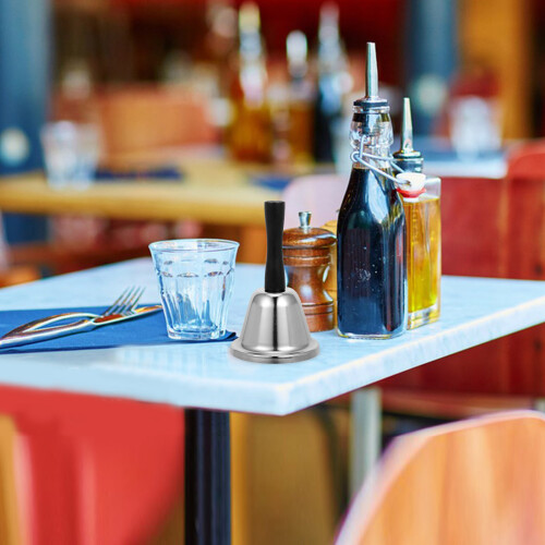 Round Bell With Handle For Hotels And Restaurants Silver 1set 2
