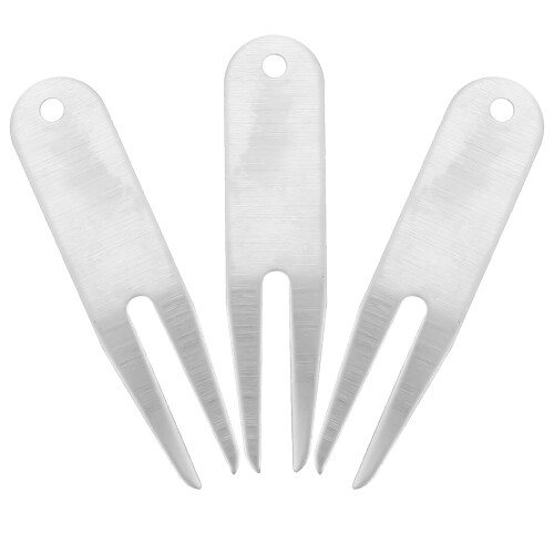 3 Pcs Lawn Repairing Tools Metal Golfing Divot Mats Mini Fork Silver 2