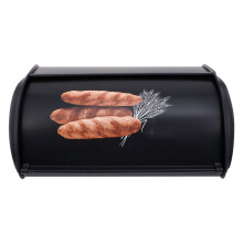 1set Iron Bread Bin Metal Storage Container Black For Travel