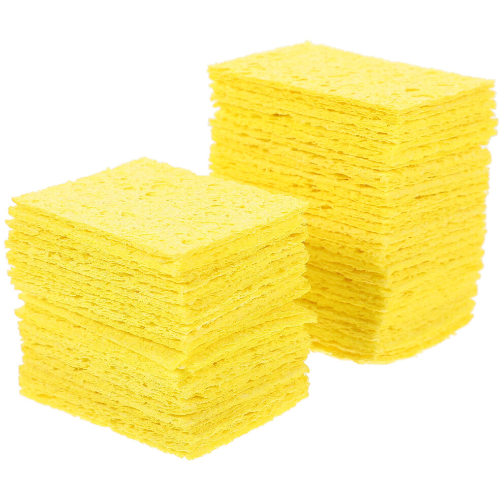 50Pcs Soldering Sponge Yellow For Welding Head Cleaning Heat Resistant 3171129994802
