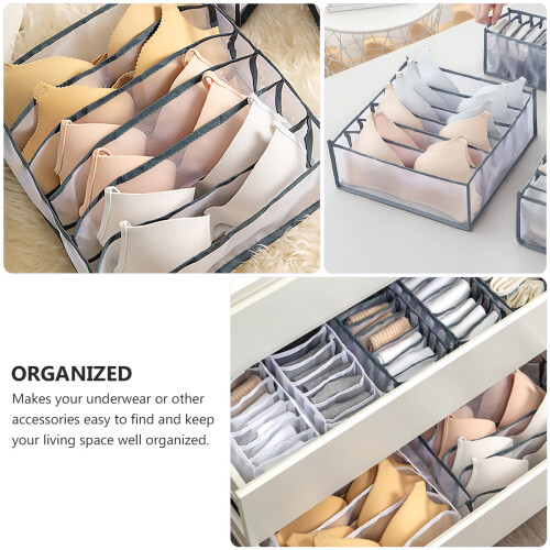 Storage Box With Compartments Fabric Grey 1pcs 2