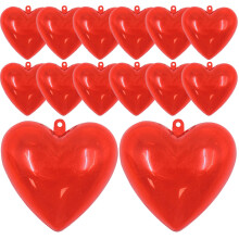 14pcs Fillable Heart Ornament Balls - Red