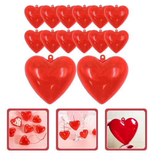 14pcs Fillable Heart Ornament Balls - Red 1