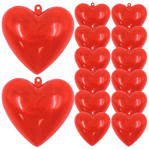 14pcs Fillable Heart Ornament Balls - Red 2