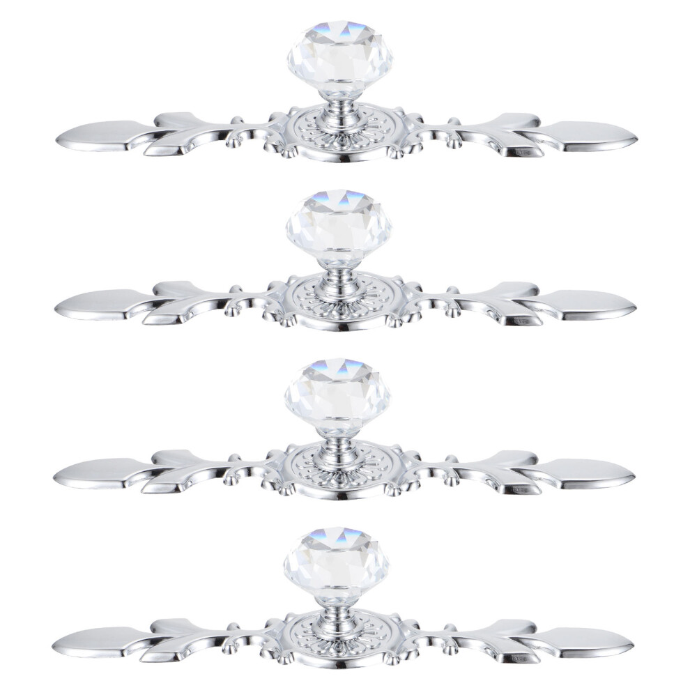 Cabinet Knobs Silver Crystal Zinc Alloy 4Pcs 6.7X1.2in 3171277124557