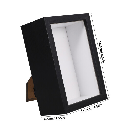 Small Display Box Wooden Shadow Box Black Rustic 1pcs 1