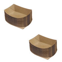 50Pcs Brown Kraft Paper Snack Plates Party Serving Tray Food Container
