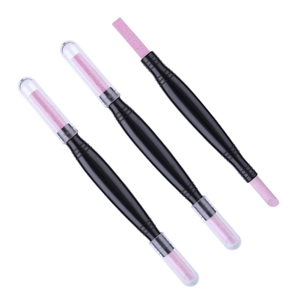 Solustre 3 Pcs Nail Polishing Pen Manicure Grinding Rod Cleaner Stick Supplies