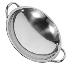 Round Bottom Hot Pot Cooking Wok Real Stainless Steel Pan Kitchen