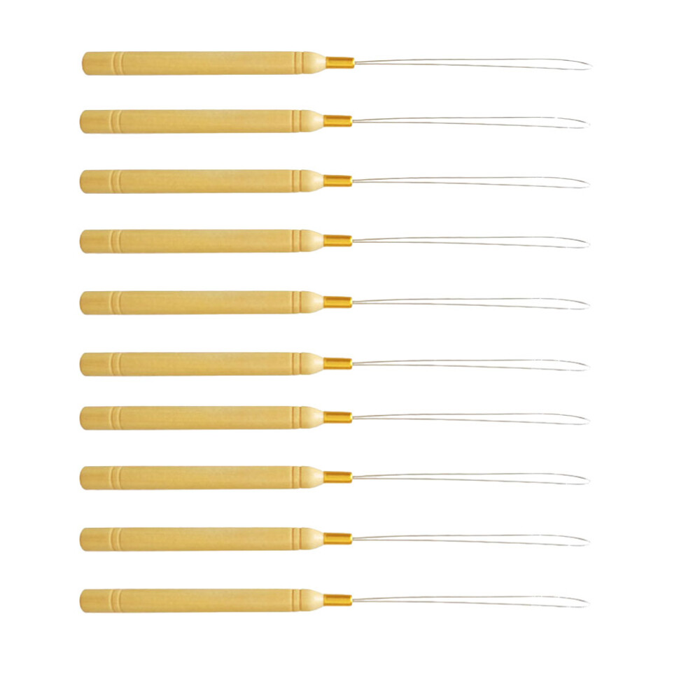 Artibetter Unisex Beige Hair Extensions Tools Kit Crochet Needle 10Pcs For Women