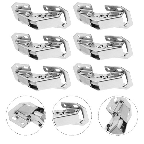 6 Pcs Damping Buffer Hinge Non Torque Kitchen Cabinet Hinges Silver 2
