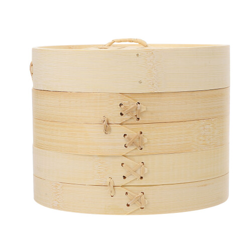 3Pièces Panier Alimentaire Bambou Tissu Couvercle