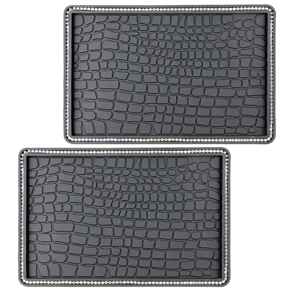 2Pcs Rhinestone Anti Skid Car Dashboard Accessory Grey 3171277147785
