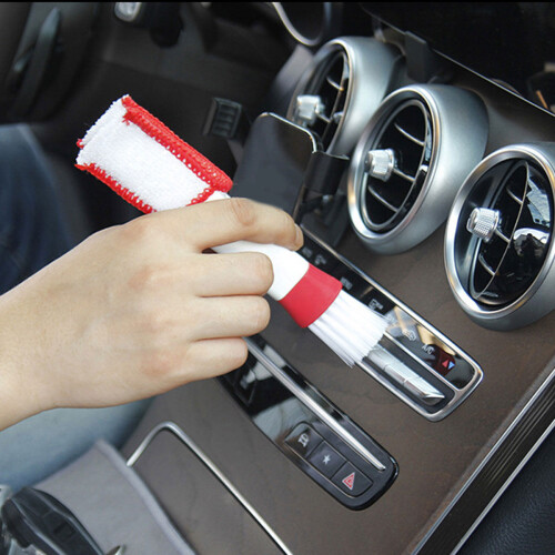 4Stk Lüftungsdüse Reinigungsbürsten Auto Mikrofasergriff Rot 2