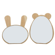 2pcs Cartoon Makeup Mirror Desk Mirror Cute Wooden Girl