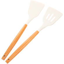 2St Beige Siliconen Keukenspaten Met Handvat Voor