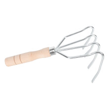 1Stk Gartenrechen Mit Holzgriff Vierzahn Ergonomisch Bunt