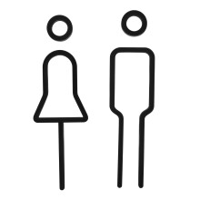 Bathroom Door Signs Acrylic Black 1 Pair