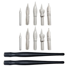 2 Sets/12pcs Plastic Rod Dipping Pen Writing Holder Nibs For Drawing