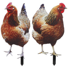 Acrylic Chicken Decoration 2pack 13.8x6.8x0.1in Garden Decor
