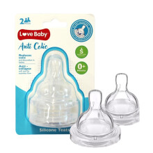 Love Baby Anti-Colic Silicone Teats Slow Flow 0 + M |Newborn Feeding Accessories, Air Vent Baby Nipple - Pack of 2