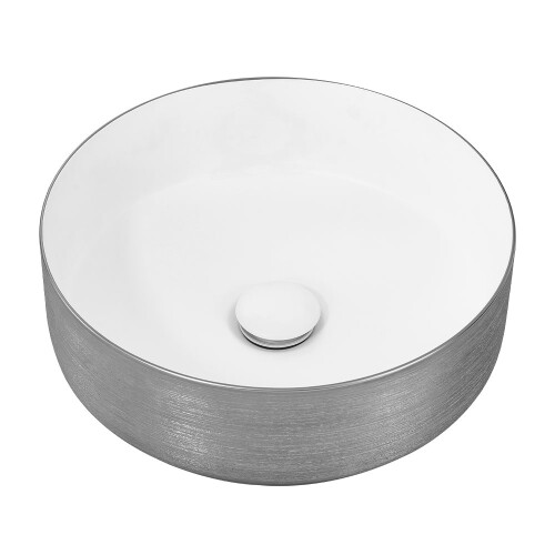 Living And Home (Silver) 36cm Dia Bathroom Countertop Ceramic Sink 2