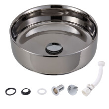 (Glossy Silver) 36cm Dia Bathroom Countertop Ceramic Sink