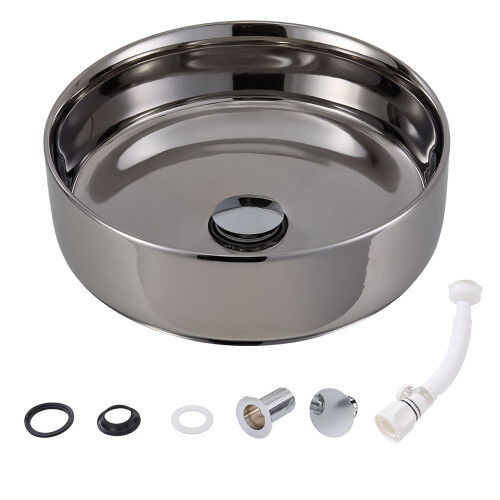 Living And Home (Glossy Silver) 36cm Dia Bathroom Countertop Ceramic Sink