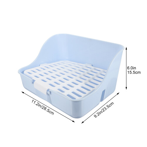 Rabbit Feeder Chinchilla Litter Box Plastic Sky Blue 1pack 1