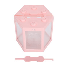 Rosa kleiner Hexagon-Fischtank 12x10,5x11cm Kunststoff Aquariendekoration