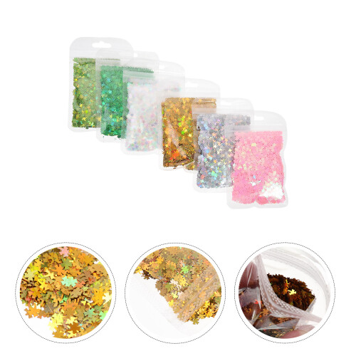 Holographic Nail Sequins Manicure Epoxy Sequins White 6 Sets 1