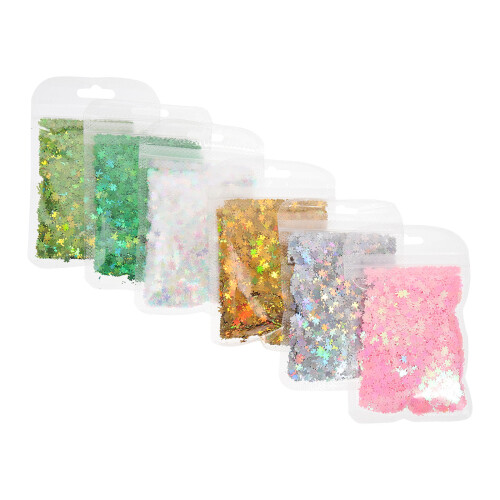 Holographic Nail Sequins Manicure Epoxy Sequins White 6 Sets 2