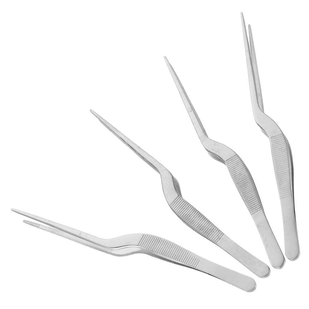 Solustre Silver 4Pcs Ear Cleaning Stick Tweezers Wax Remover For Ears