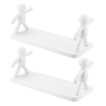2Pcs Small White Floating Storage Shelves for Wall Decor Bathroom