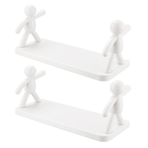 2Pcs Small White Floating Storage Shelves for Wall Decor Bathroom