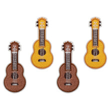 Nylon Ukulele Brooch Assorted Color 4pcs 6.8x1.2in