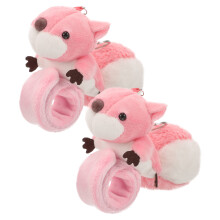 2Pcs Soft Plush Slap Bracelets for Kids Pink Animal Style Party Favors